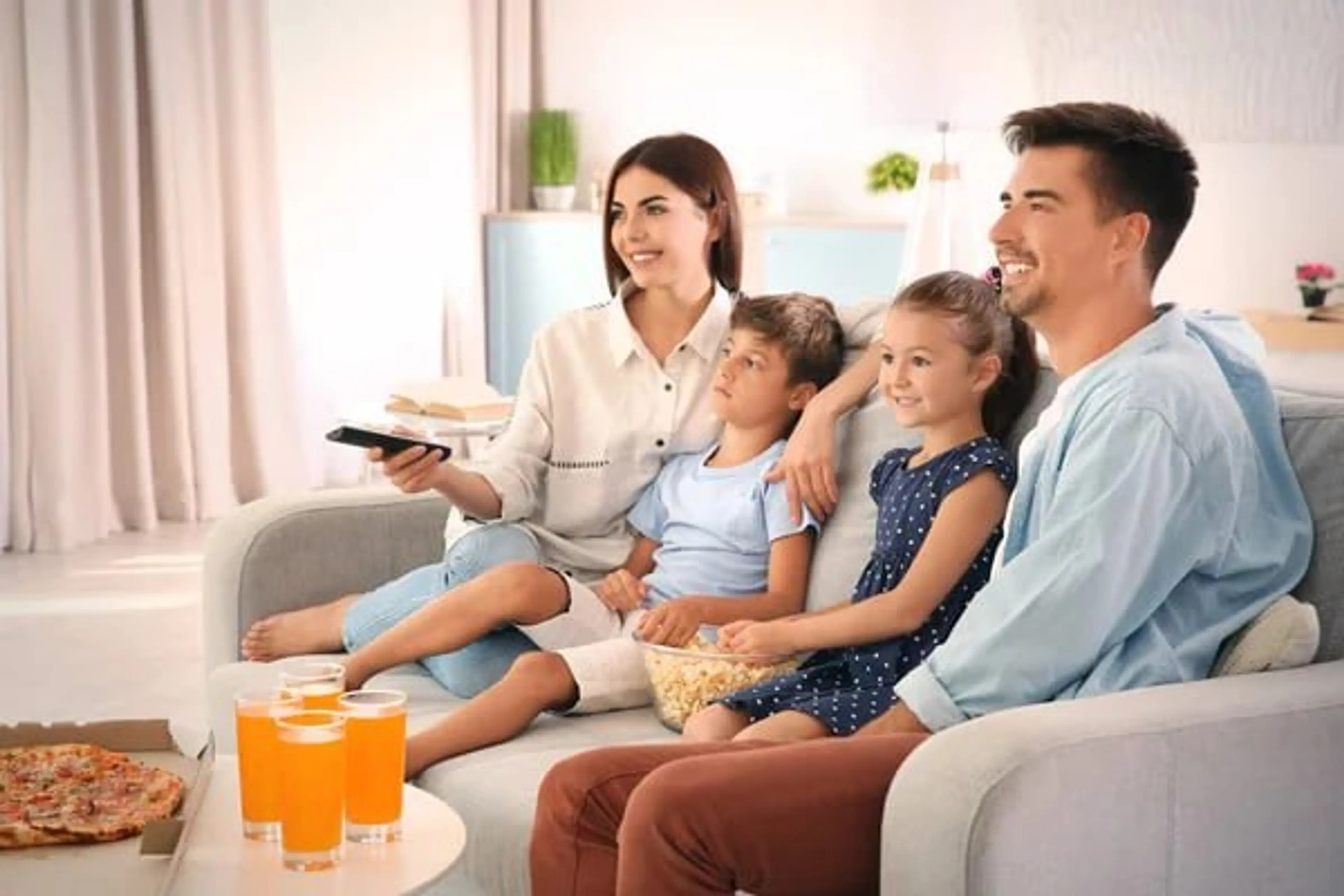 Family watching at home